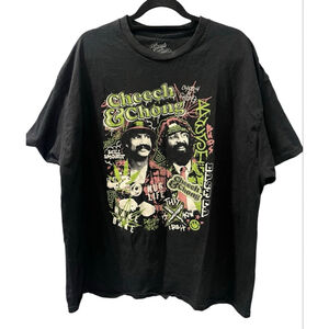 Cheech & Chong Crew Neck Size XXL Up In Smoke T-Shirt 2XL Casual Cotton Black